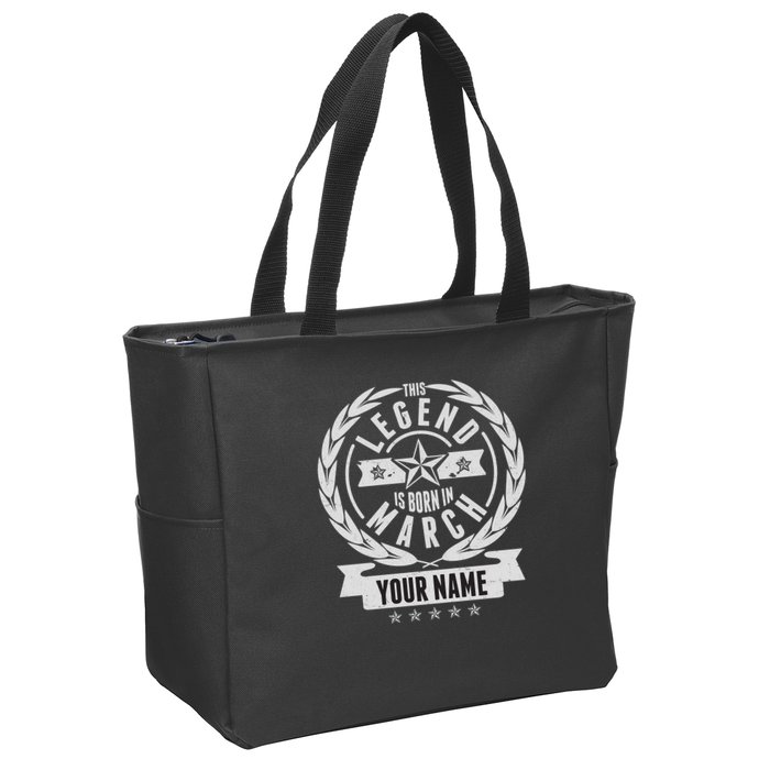 Personalized Custom Name This Legends Is Born In March Zip Tote Bag