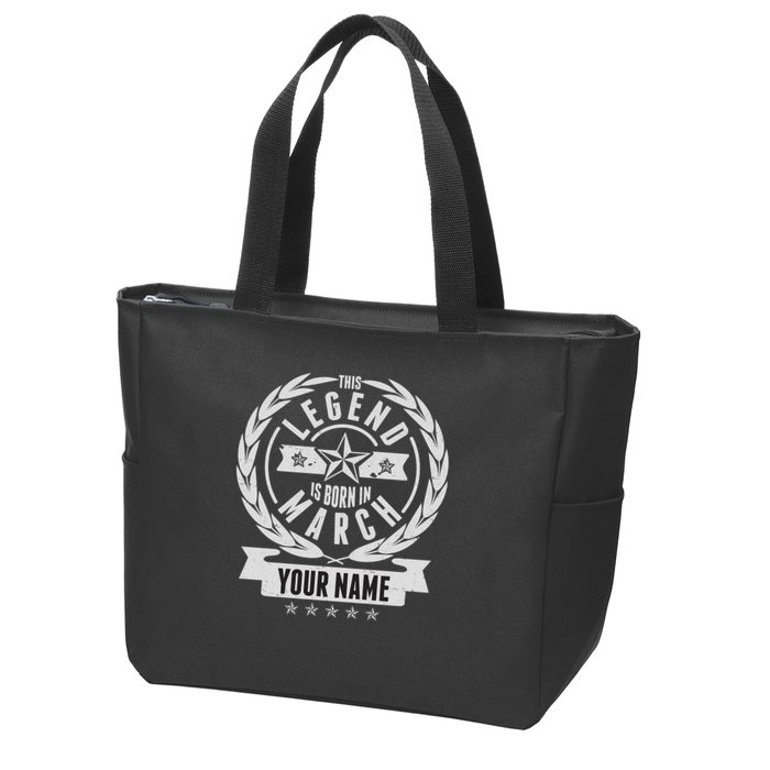 Personalized Custom Name This Legends Is Born In March Zip Tote Bag