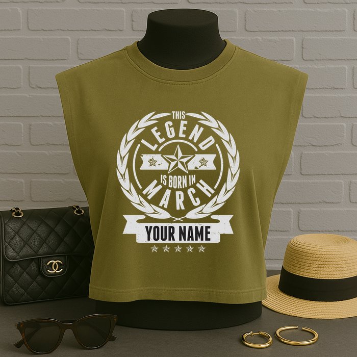Personalized Custom Name This Legends Is Born In March Garment-Dyed Women's Muscle Tee