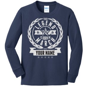 Personalized Custom Name This Legends Is Born In March Kids Long Sleeve Shirt