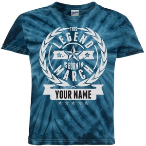 Personalized Custom Name This Legends Is Born In March Kids Tie-Dye T-Shirt