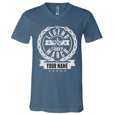 Personalized Custom Name This Legends Is Born In March V-Neck T-Shirt