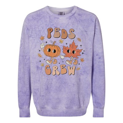 Peds Crew Nurse Etro Groovy Pumpkin Thanksgiving Pediatrics Colorblast Crewneck Sweatshirt