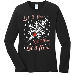 Phlebotomy Christmas Nurse Technician Medical Phleb Long Sleeve Ladies Long Sleeve Shirt