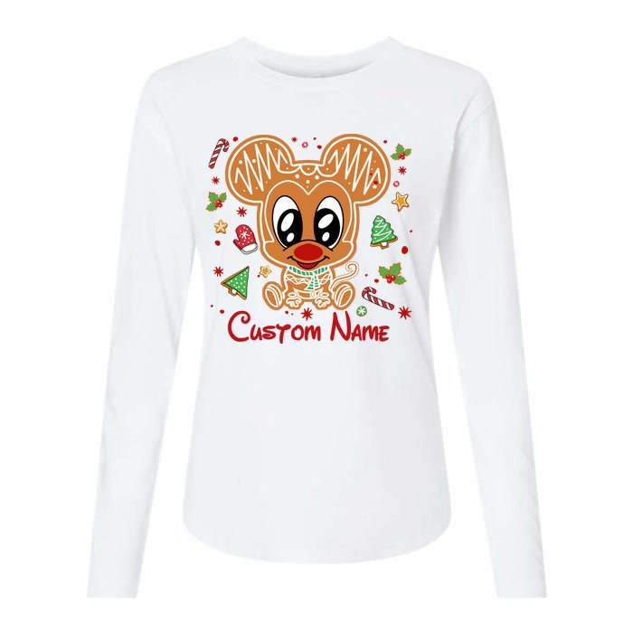 Personalized Custom Name Cute Mouse Christmas Love Mouse Gift Birthday Womens Cotton Relaxed Long Sleeve T-Shirt