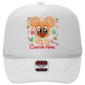 Personalized Custom Name Cute Mouse Christmas Love Mouse Gift Birthday High Crown Mesh Back Trucker Hat