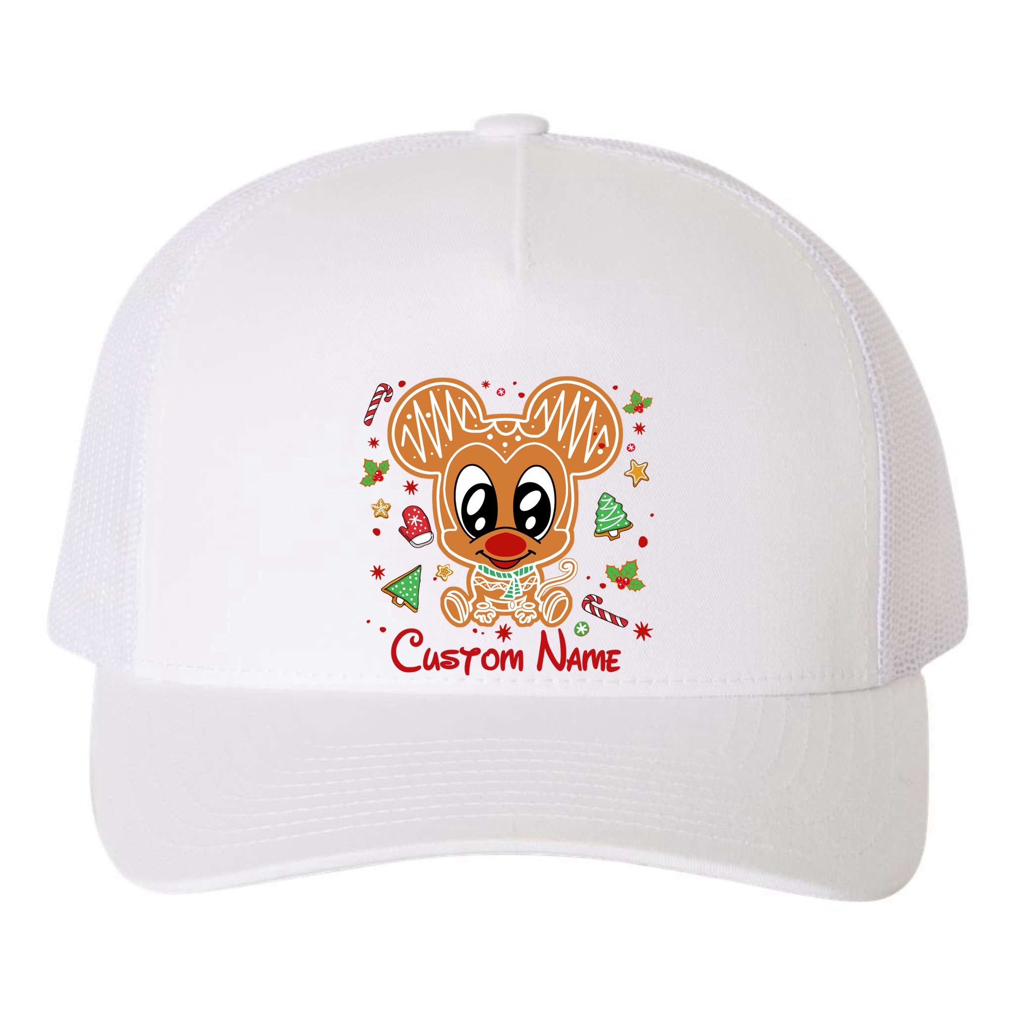 Personalized Custom Name Cute Mouse Christmas Love Mouse Gift Birthday Yupoong Adult 5-Panel Trucker Hat