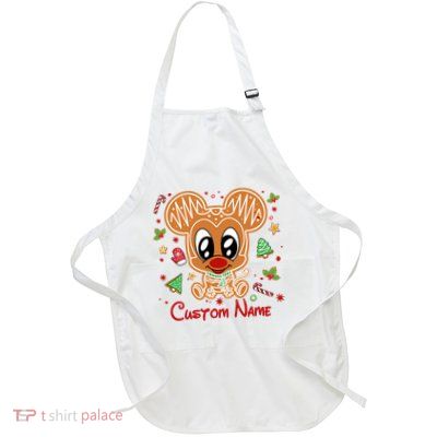 Personalized Custom Name Cute Mouse Christmas Love Mouse Gift Birthday Full-Length Apron With Pockets