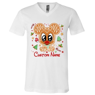 Personalized Custom Name Cute Mouse Christmas Love Mouse Gift Birthday V-Neck T-Shirt
