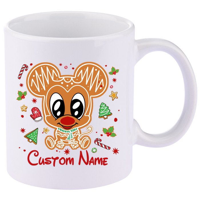 Personalized Custom Name Cute Mouse Christmas Love Mouse Gift Birthday 11oz C Handle Ceramic Mug