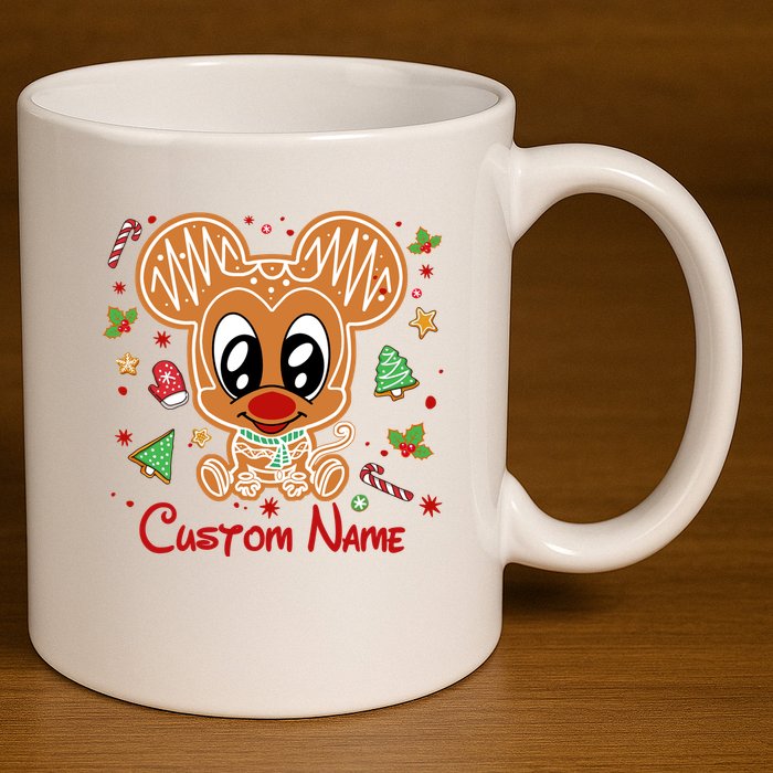 Personalized Custom Name Cute Mouse Christmas Love Mouse Gift Birthday 11oz C Handle Ceramic Mug
