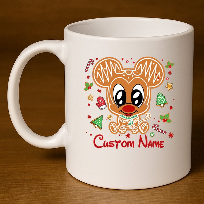 Personalized Custom Name Cute Mouse Christmas Love Mouse Gift Birthday 11oz C Handle Ceramic Mug