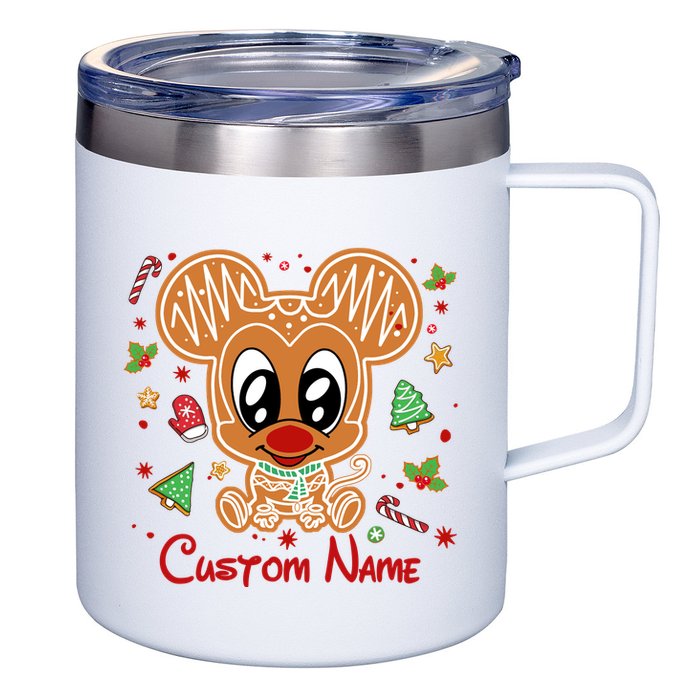Personalized Custom Name Cute Mouse Christmas Love Mouse Gift Birthday 12oz Stainless Steel Coffee Mug