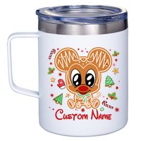 Personalized Custom Name Cute Mouse Christmas Love Mouse Gift Birthday 12oz Stainless Steel Coffee Mug