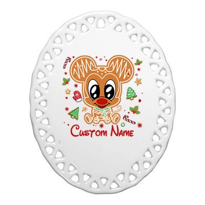 Personalized Custom Name Cute Mouse Christmas Love Mouse Gift Birthday Ceramic Oval Ornament