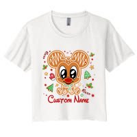 Personalized Custom Name Cute Mouse Christmas Love Mouse Gift Birthday Women's Crop Top Tee