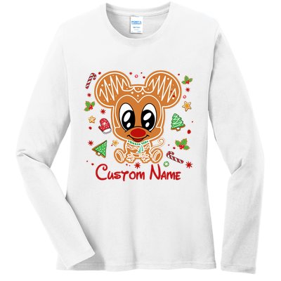 Personalized Custom Name Cute Mouse Christmas Love Mouse Gift Birthday Ladies Long Sleeve Shirt