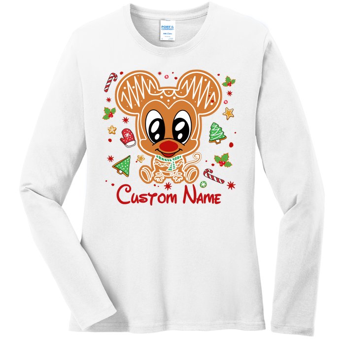 Personalized Custom Name Cute Mouse Christmas Love Mouse Gift Birthday Ladies Long Sleeve Shirt