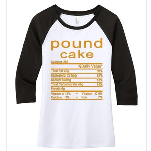 Pound Cake Nutrition Facts Label Women's Tri-Blend 3/4-Sleeve Raglan Shirt