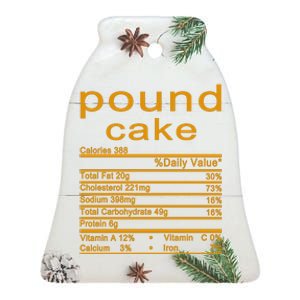 Pound Cake Nutrition Facts Label Ceramic Bell Ornament