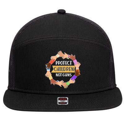 Protect Children Not Guns 7 Panel Mesh Trucker Snapback Hat