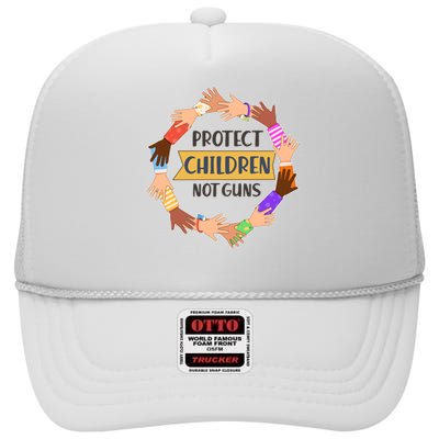 Protect Children Not Guns High Crown Mesh Back Trucker Hat