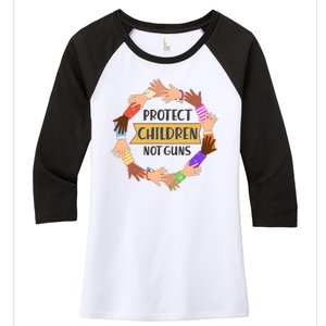 Protect Children Not Guns Women's Tri-Blend 3/4-Sleeve Raglan Shirt