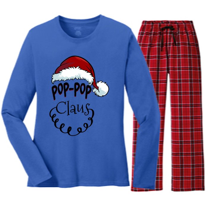 Poppop Claus New Christmas Santa Claus Gift Women's Long Sleeve Flannel Pajama Set 