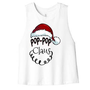 Poppop Claus New Christmas Santa Claus Gift Women's Racerback Cropped Tank