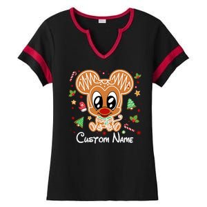 Personalized Custom Name Cute Mouse Family Christmas Ladies Halftime Notch Neck Tee