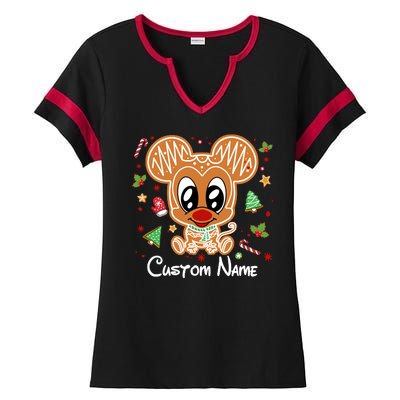 Personalized Custom Name Cute Mouse Family Christmas Ladies Halftime Notch Neck Tee