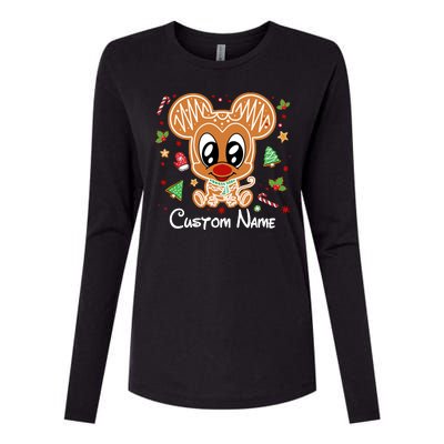 Personalized Custom Name Cute Mouse Family Christmas Womens Cotton Relaxed Long Sleeve T-Shirt