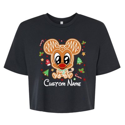 Personalized Custom Name Cute Mouse Family Christmas Bella+Canvas Jersey Crop Tee