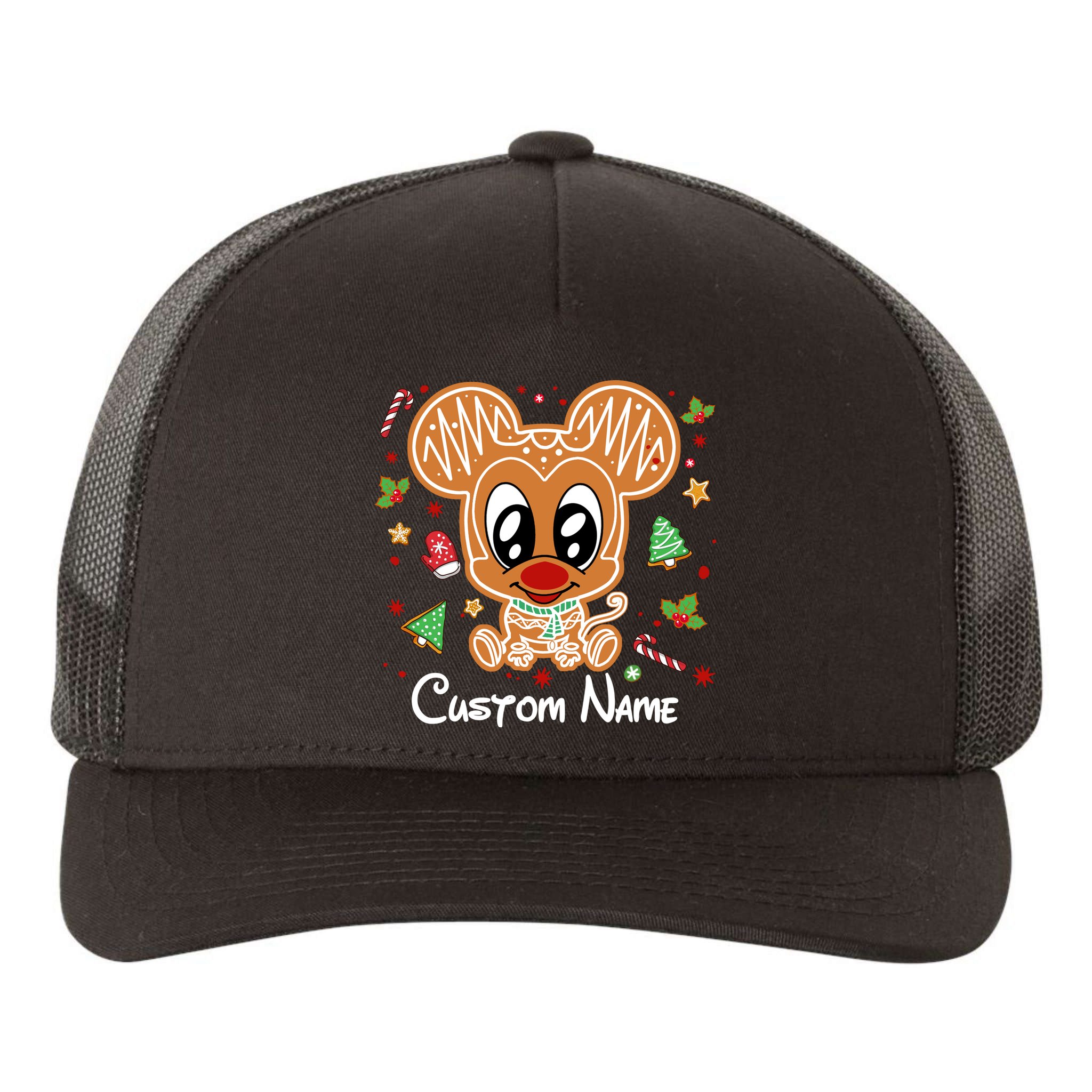 Personalized Custom Name Cute Mouse Family Christmas Yupoong Adult 5-Panel Trucker Hat