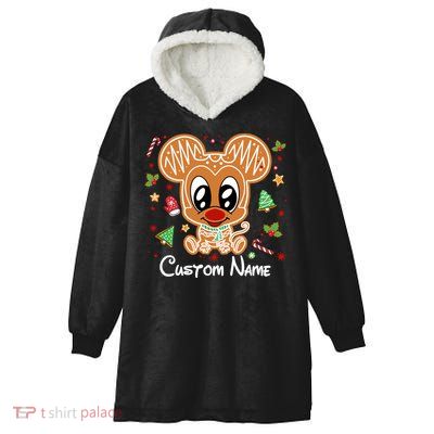 Personalized Custom Name Cute Mouse Family Christmas Hooded Wearable Blanket