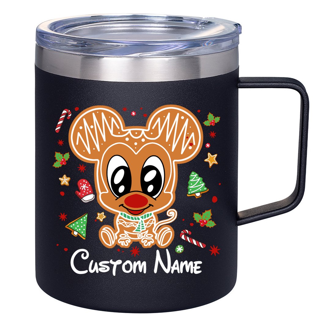 Personalized Custom Name Cute Mouse Family Christmas 12oz Stainless Steel Coffee Mug
