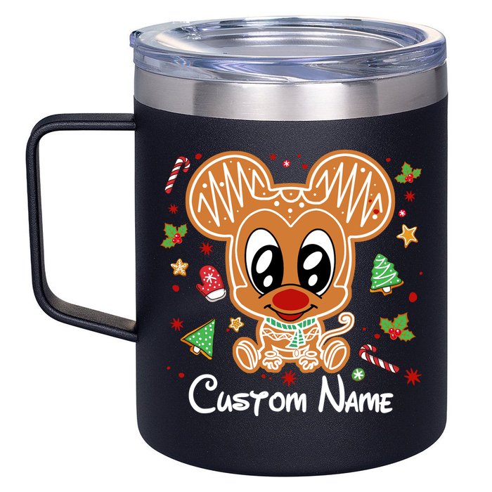 Personalized Custom Name Cute Mouse Family Christmas 12oz Stainless Steel Coffee Mug