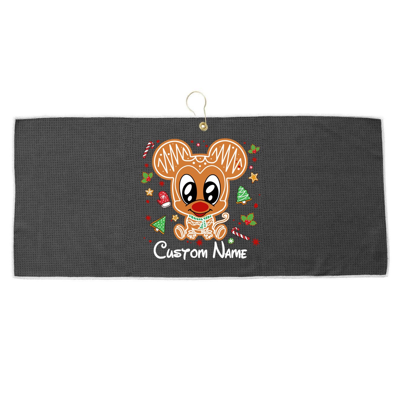 Personalized Custom Name Cute Mouse Family Christmas Large Microfiber Waffle Golf Towel