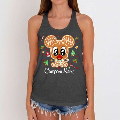 Personalized Custom Name Cute Mouse Family Christmas Women's Knotted Racerback Tank