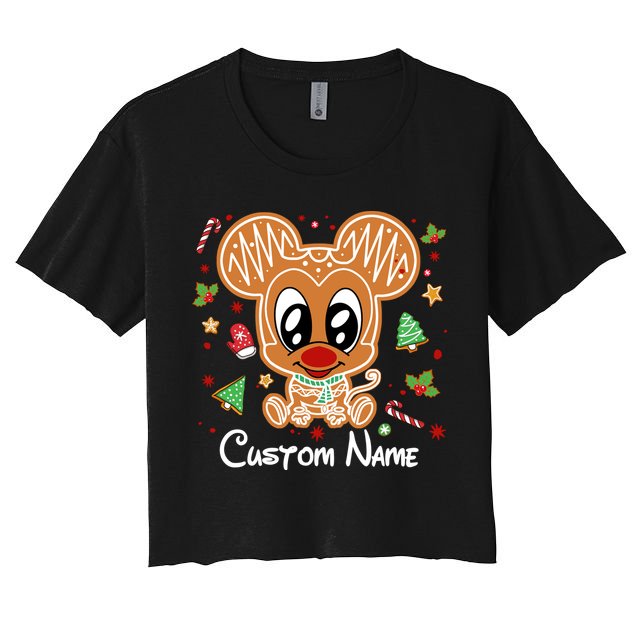 Personalized Custom Name Cute Mouse Family Christmas Crop Top