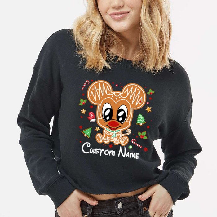 Personalized Custom Name Cute Mouse Family Christmas Cropped Pullover Crew
