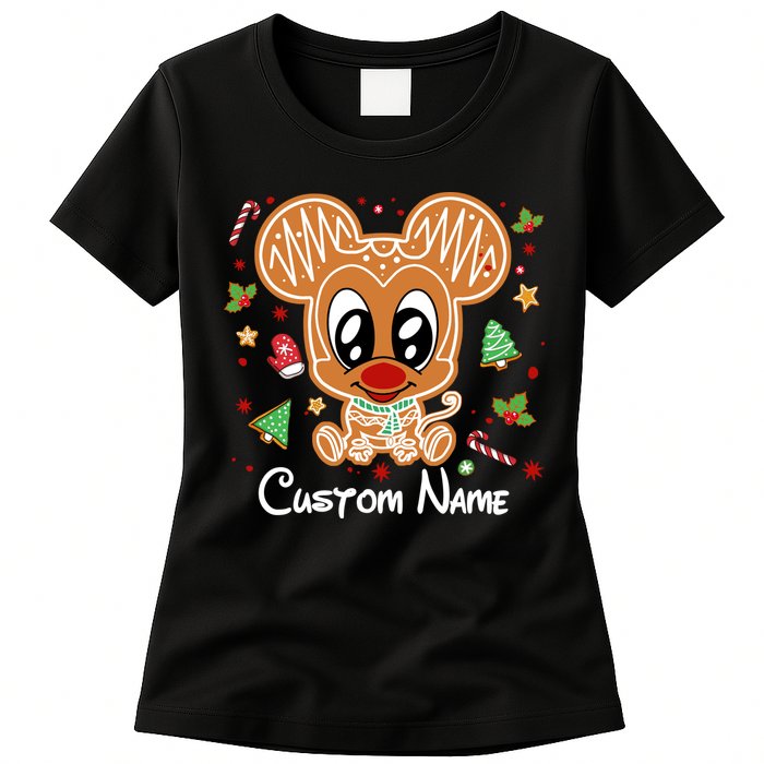 Personalized Custom Name Cute Mouse Family Christmas Womens T-Shirt