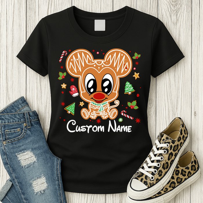 Personalized Custom Name Cute Mouse Family Christmas Womens T-Shirt