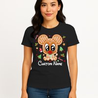 Personalized Custom Name Cute Mouse Family Christmas Womens T-Shirt