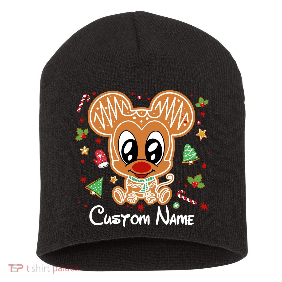 Personalized Custom Name Cute Mouse Family Christmas Short Acrylic Beanie