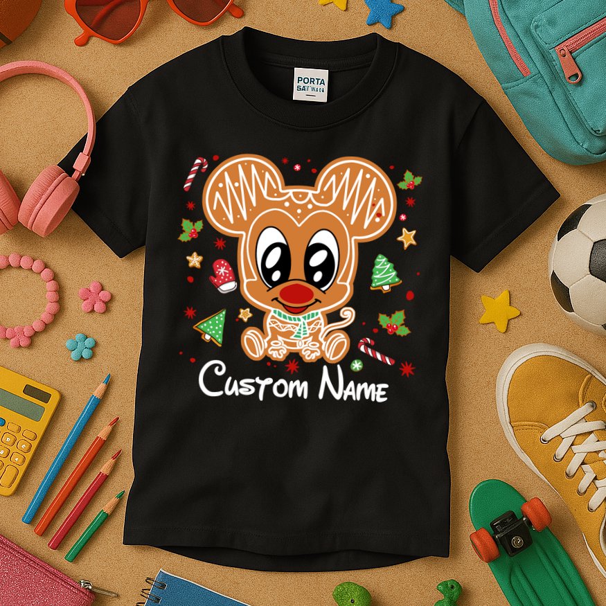 Personalized Custom Name Cute Mouse Family Christmas Kids T-Shirt