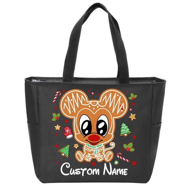 Personalized Custom Name Cute Mouse Family Christmas Zip Tote Bag