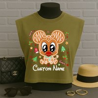 Personalized Custom Name Cute Mouse Family Christmas Garment-Dyed Women's Muscle Tee