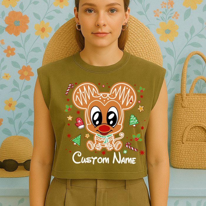 Personalized Custom Name Cute Mouse Family Christmas Garment-Dyed Women's Muscle Tee