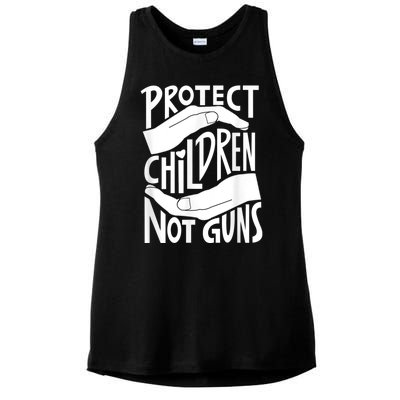 Protect Children Not Guns Orange Ladies PosiCharge Tri-Blend Wicking Tank